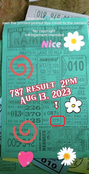 787 swertres result
